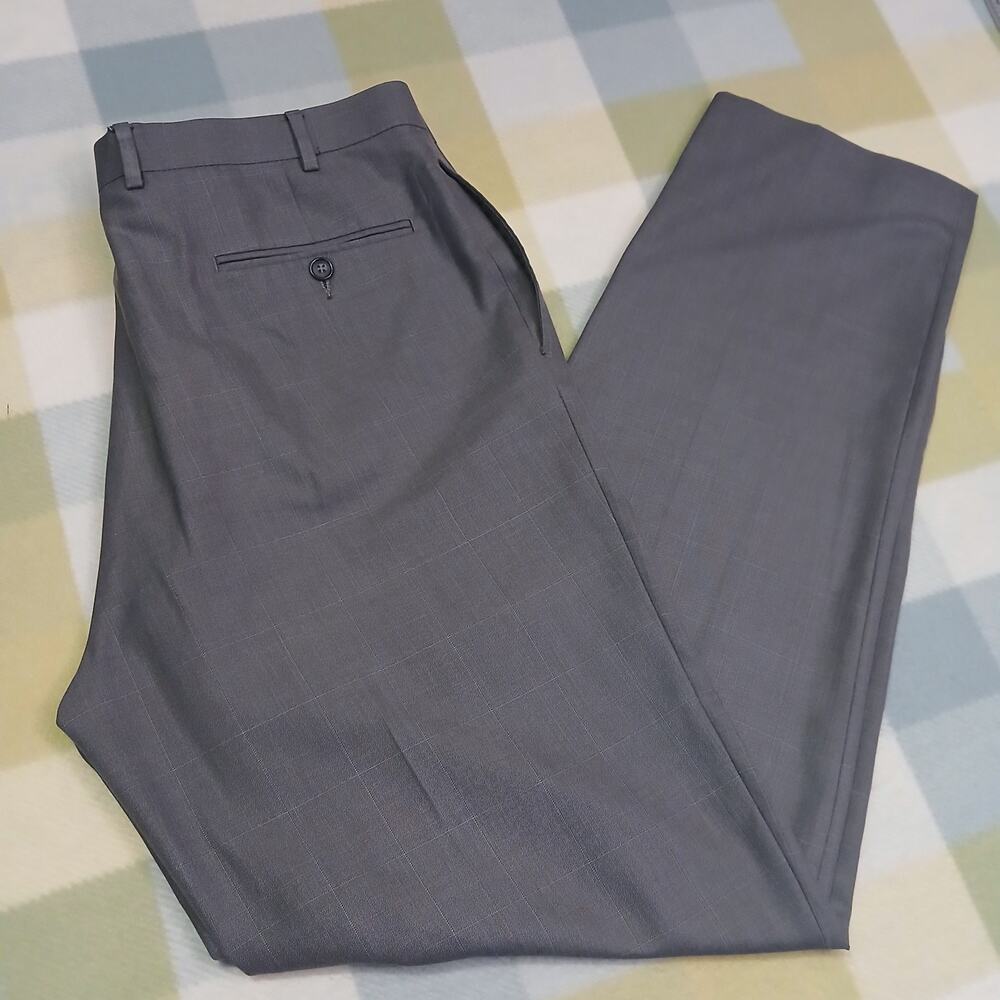 Calvin Klein Dress Pants Mens 36 x 34 Slim-Fit Gray Flat Front